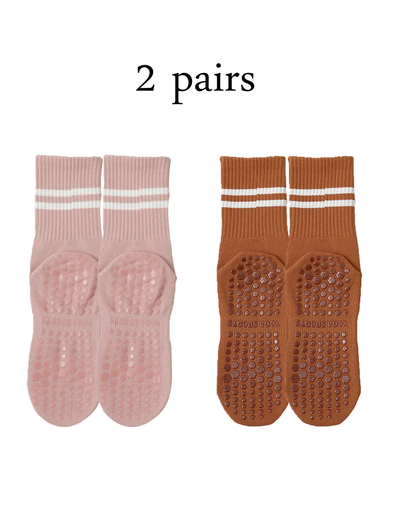 Glow & Go Non-Slip Pilates & Yoga Socks – 4 Pairs with Grips for Stability and Comfort