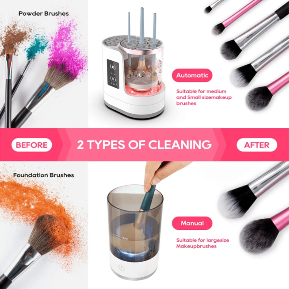 Gracefully Glowing™ Electric Makeup Brush Cleaner – Quick-Dry Automatic Cleaning Tool for Brushes & Sponges