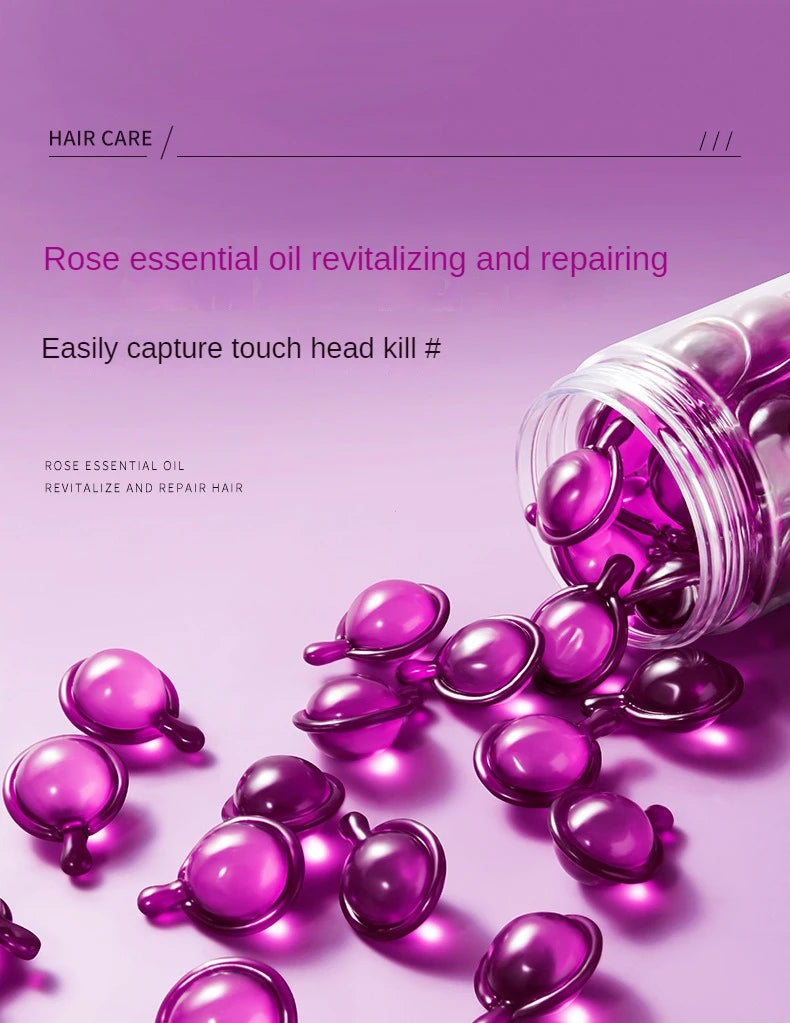 Gracefully Glowing Daily Hair Shine Capsules – Rose & Keratin Repair (30pcs)