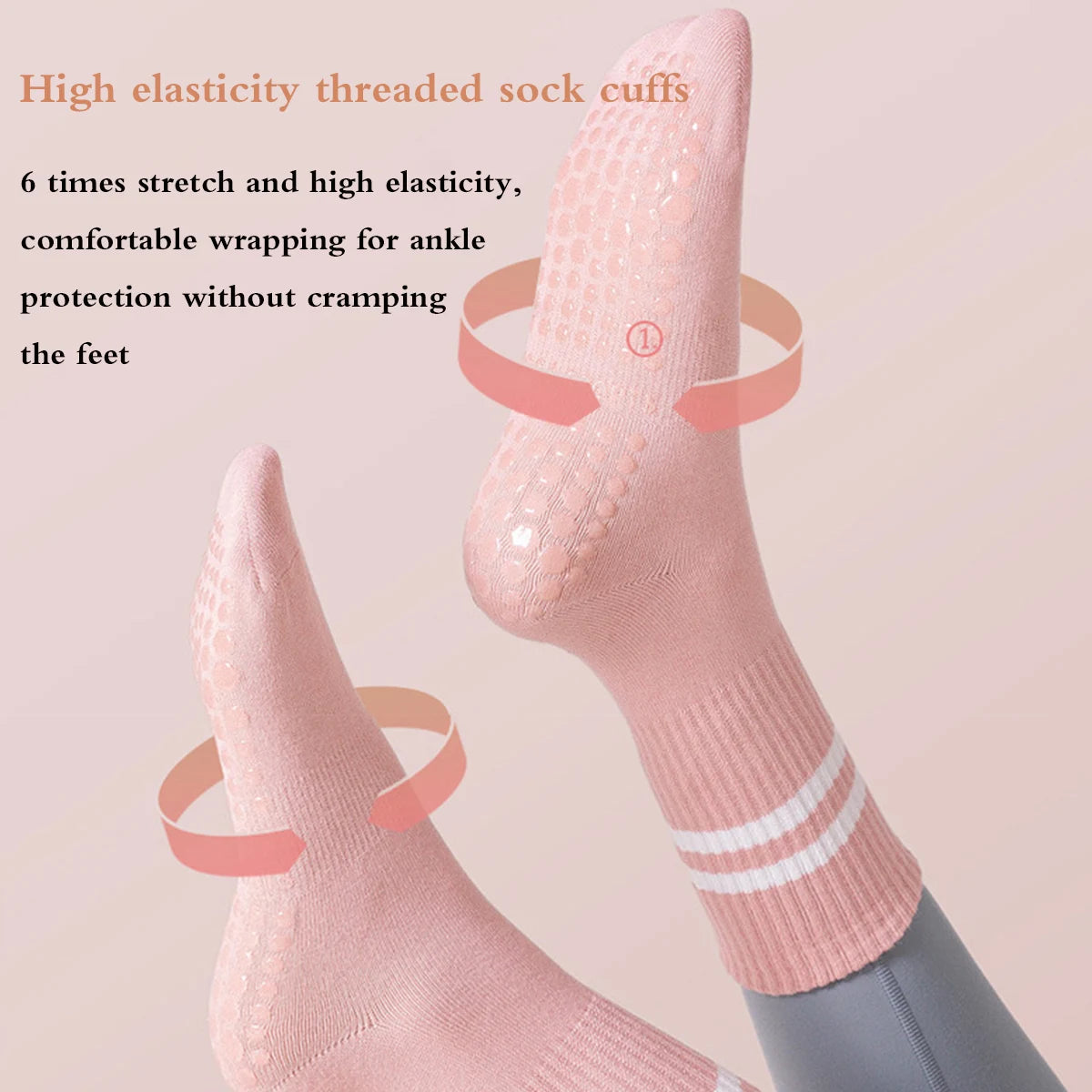 Glow & Go Non-Slip Pilates & Yoga Socks – 4 Pairs with Grips for Stability and Comfort