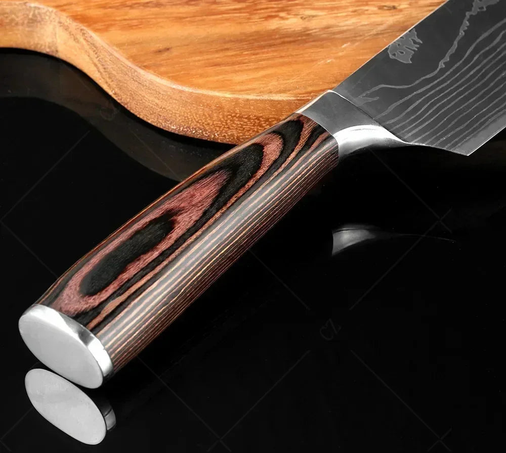 Gracefully Sharp™ Damascus-Style Chef Knife – Roast Ready Edition