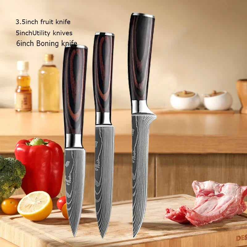 Gracefully Sharp™ Damascus-Style Chef Knife – Roast Ready Edition