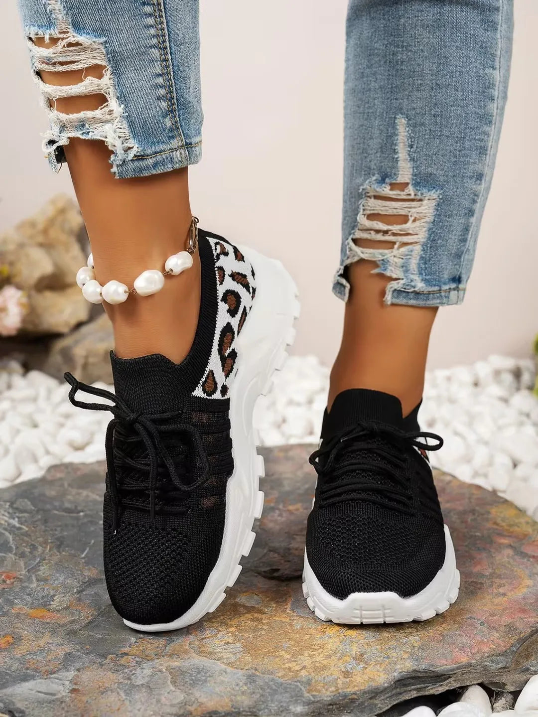 Women's 2025 Leopard Print Mesh Sneakers – Lightweight, Breathable & Stylish Casual Sports Shoes