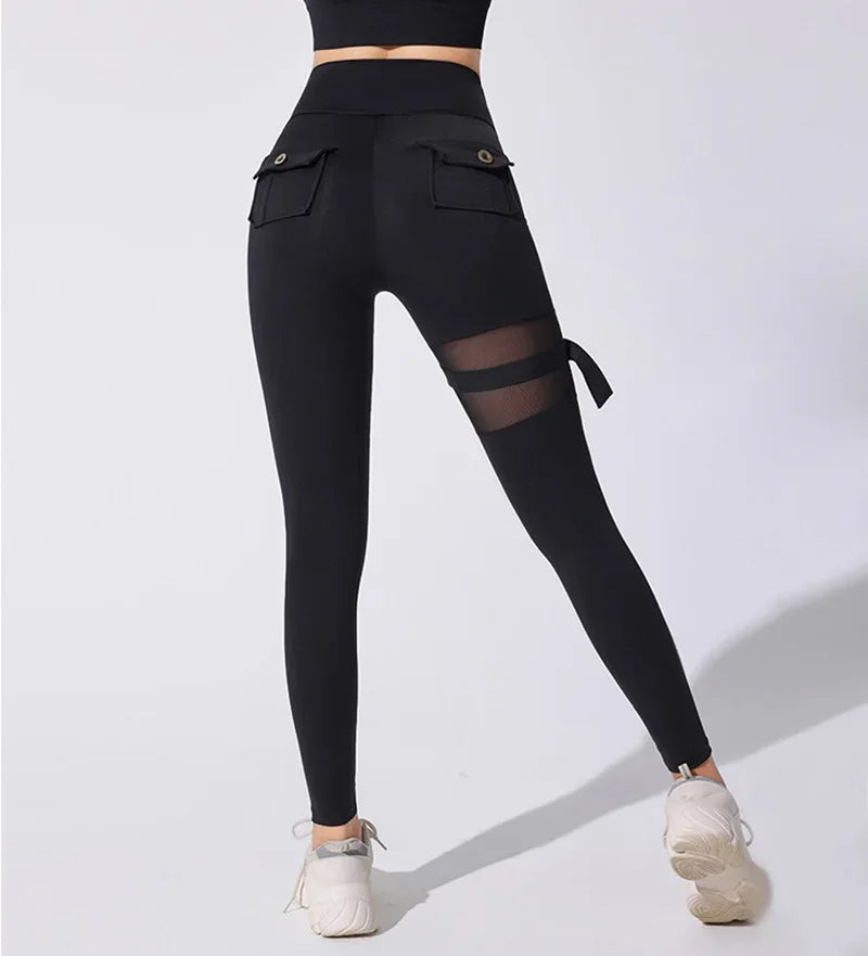 High Waist Mesh Pocket Gym Leggings | Breathable & Stretchy | Different Colors to Choose From