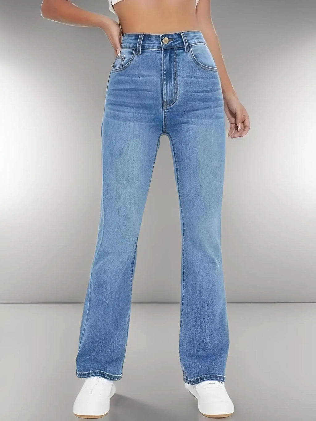 Gracefully Sleek High-Waist Slim Fit Jeans – Light Blue