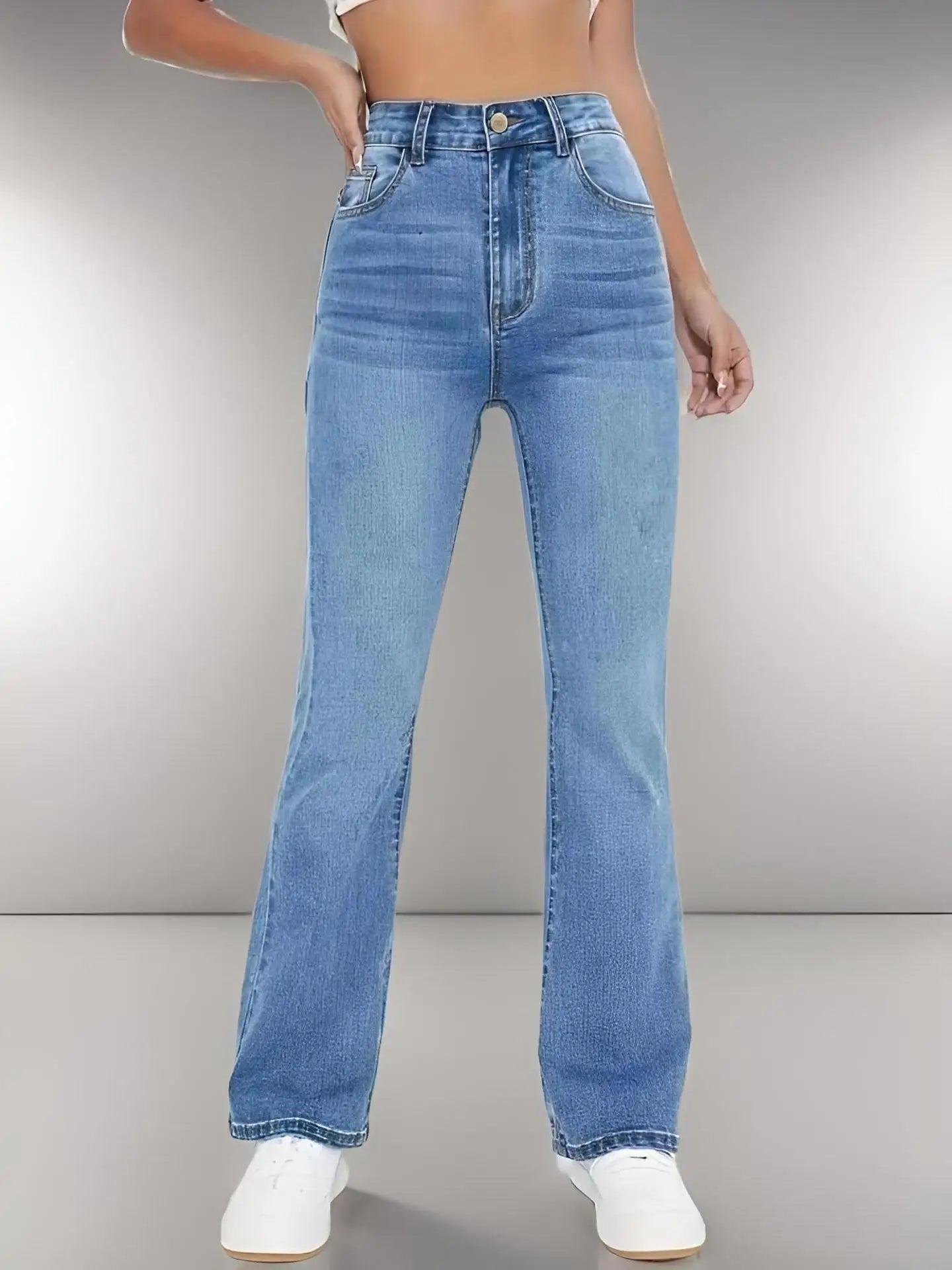 Gracefully Sleek High-Waist Slim Fit Jeans – Light Blue