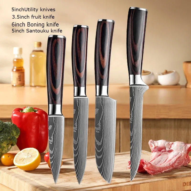 Gracefully Sharp™ Damascus-Style Chef Knife – Roast Ready Edition