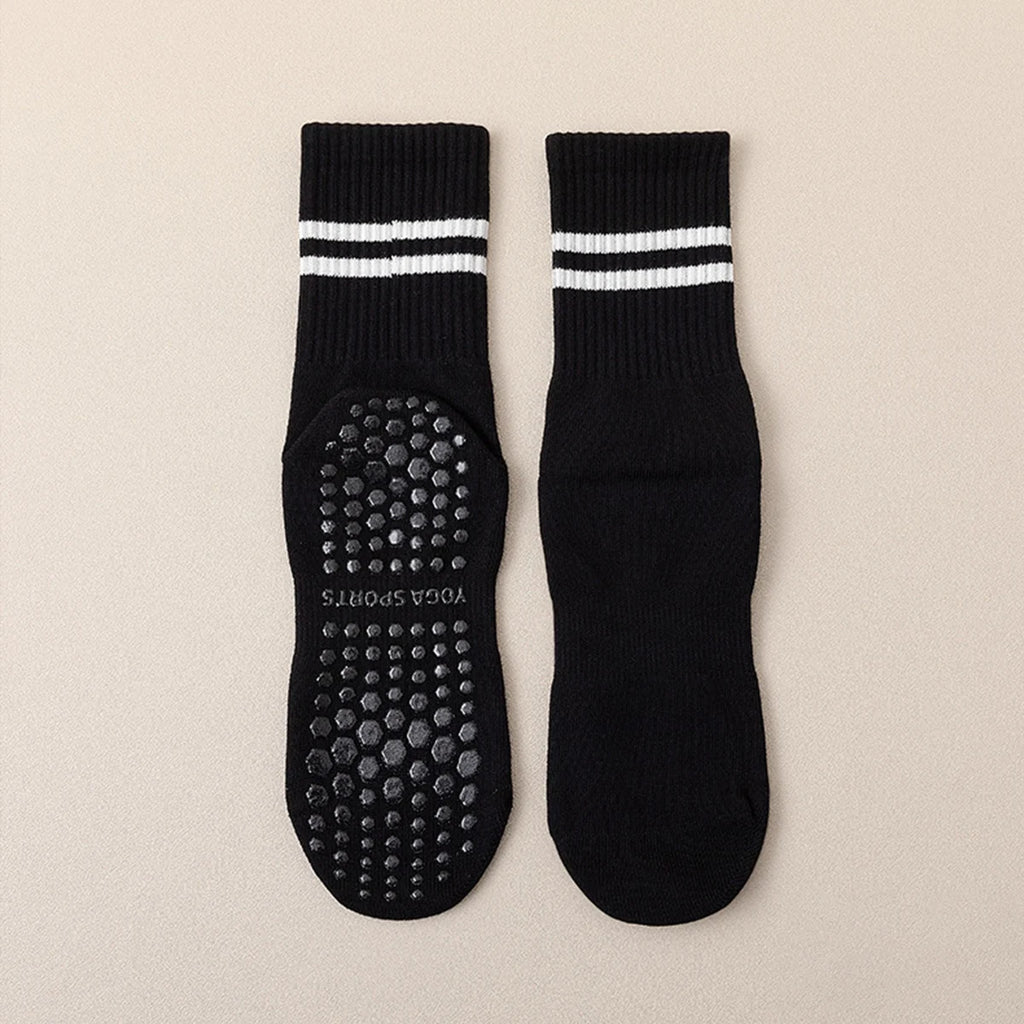 Glow & Go Non-Slip Pilates & Yoga Socks – 4 Pairs with Grips for Stability and Comfort