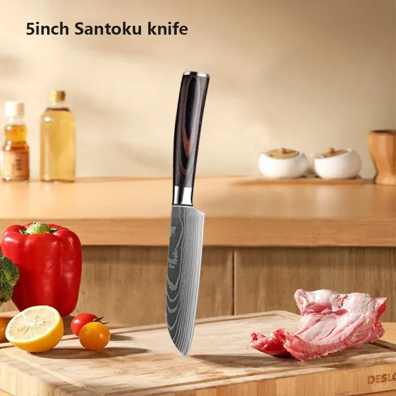 Gracefully Sharp™ Damascus-Style Chef Knife – Roast Ready Edition