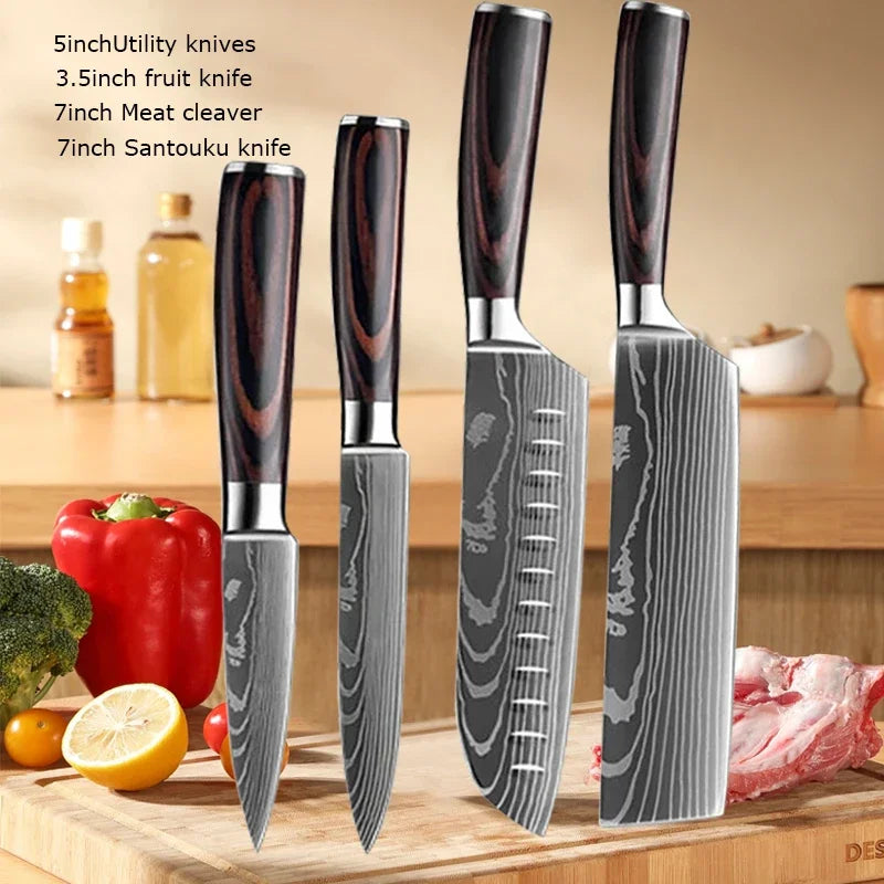 Gracefully Sharp™ Damascus-Style Chef Knife – Roast Ready Edition