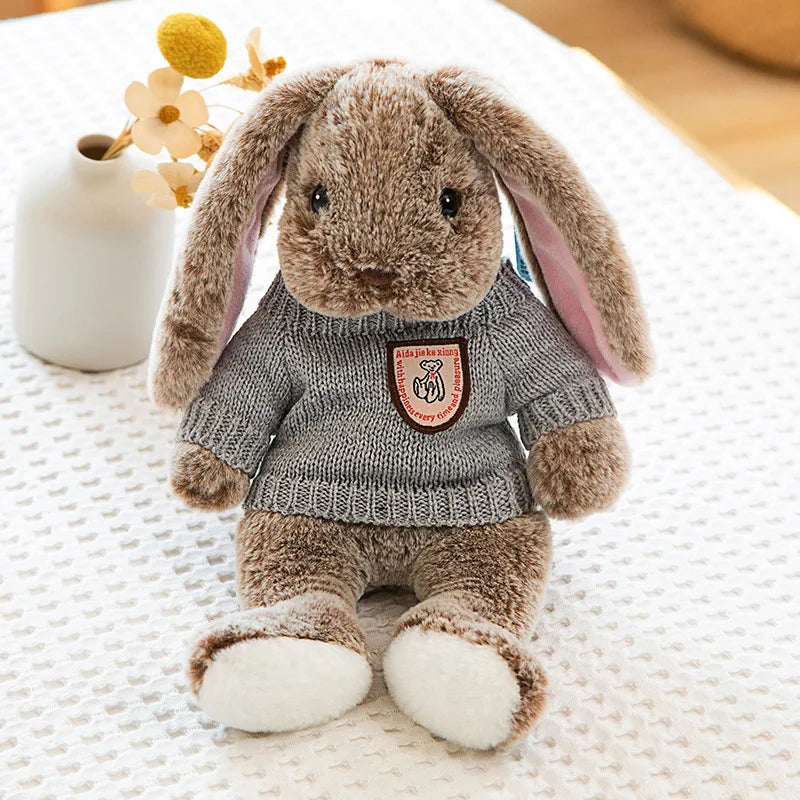Big Ear Bunny Plush – Soft Stuffed Rabbit in Sweater (35cm / 45cm)