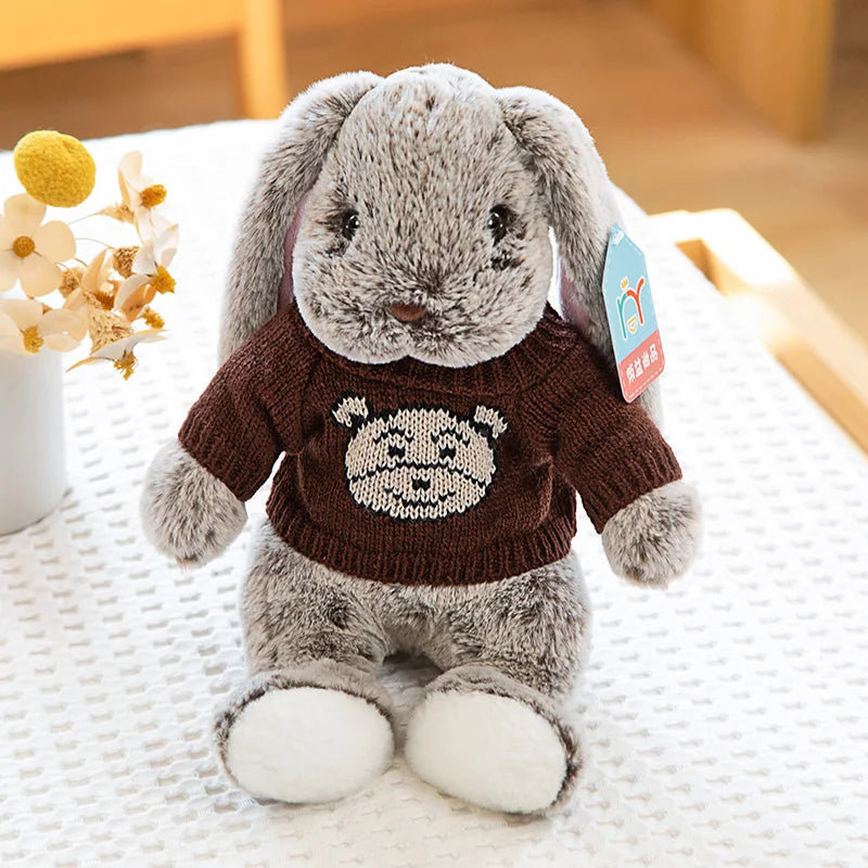 Big Ear Bunny Plush – Soft Stuffed Rabbit in Sweater (35cm / 45cm)