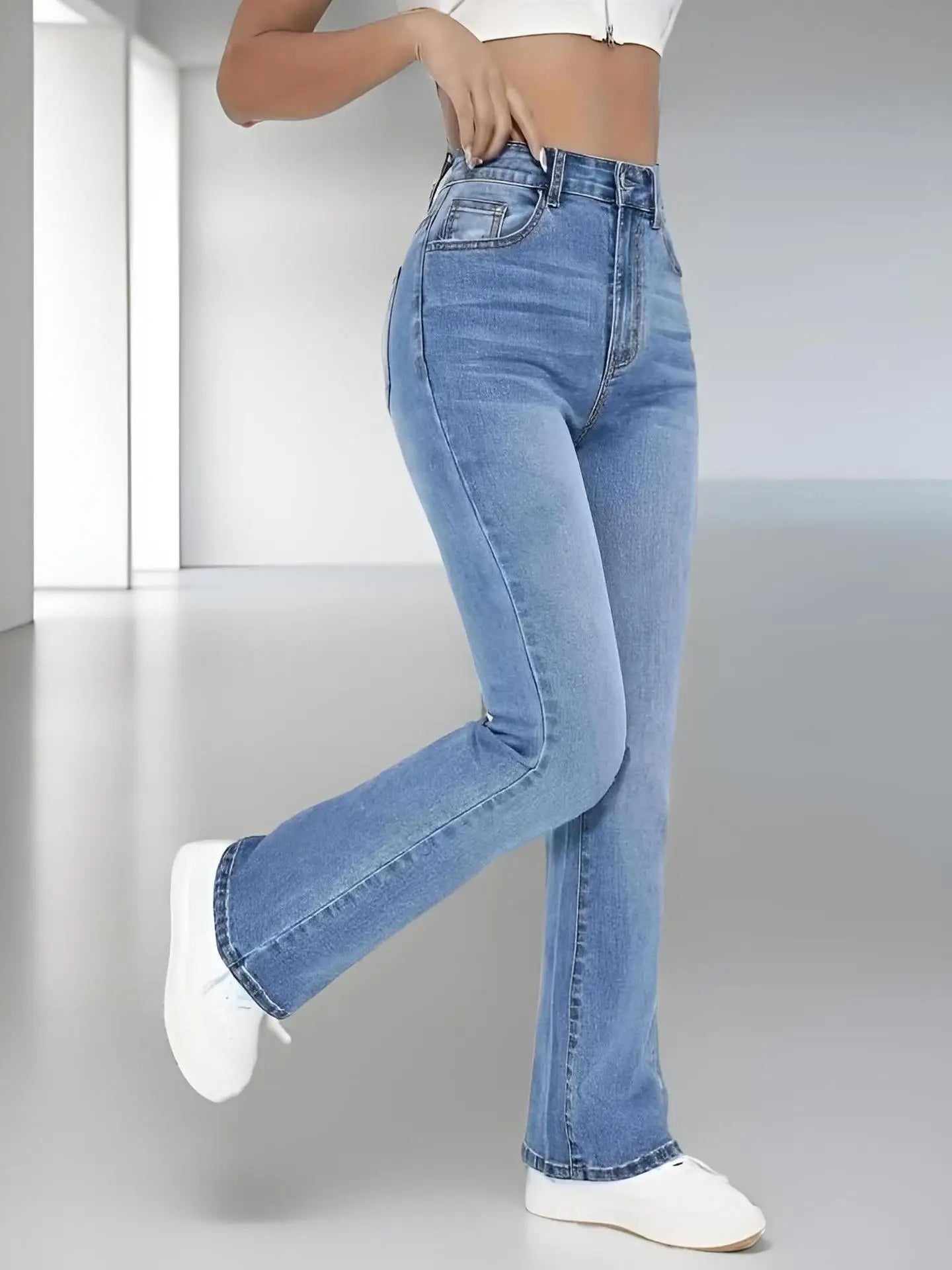 Gracefully Sleek High-Waist Slim Fit Jeans – Light Blue