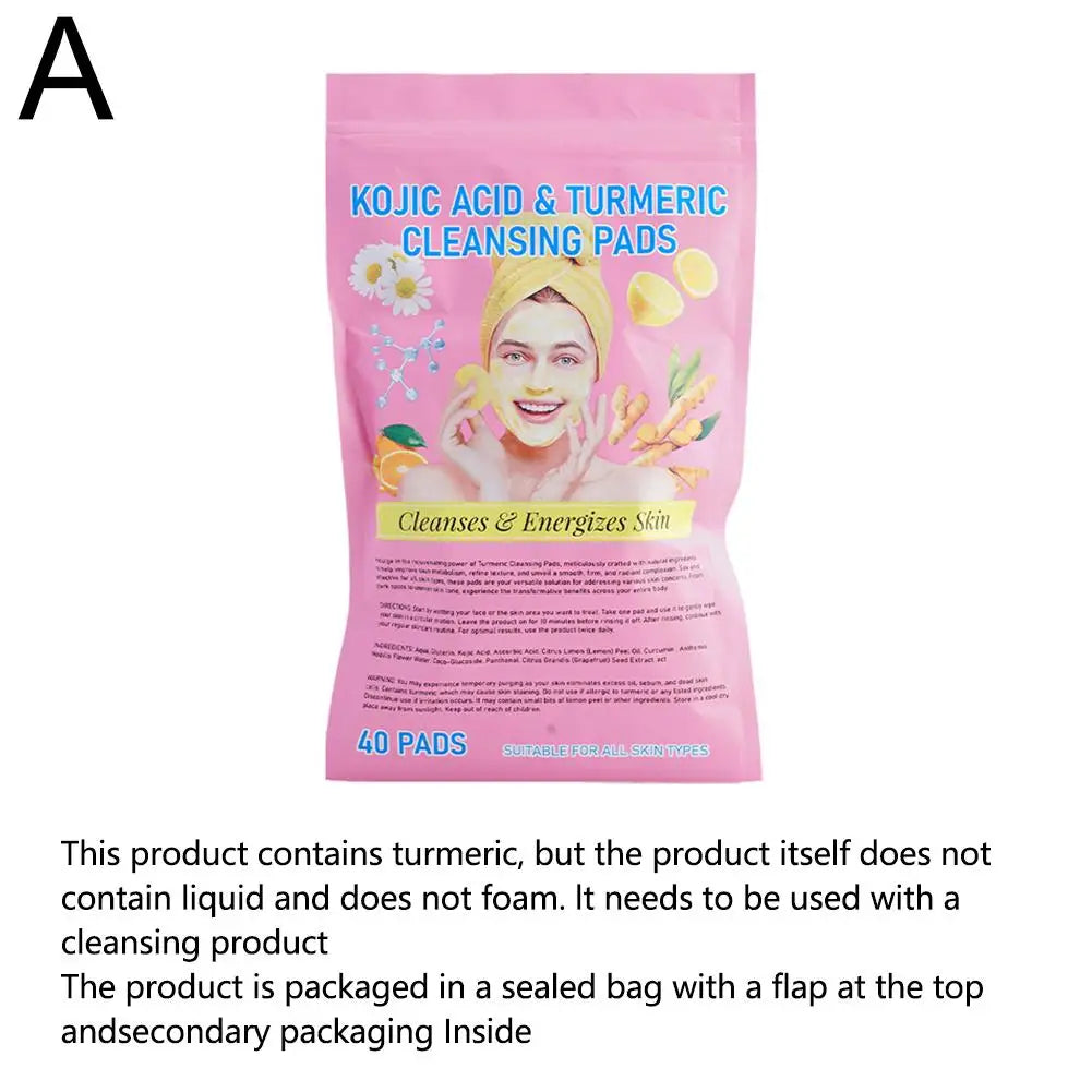 Gracefully Glowing™ Kojic Acid & Turmeric Exfoliating Cleansing Pads – Brighten, Clarify & Smooth (40 Pads)