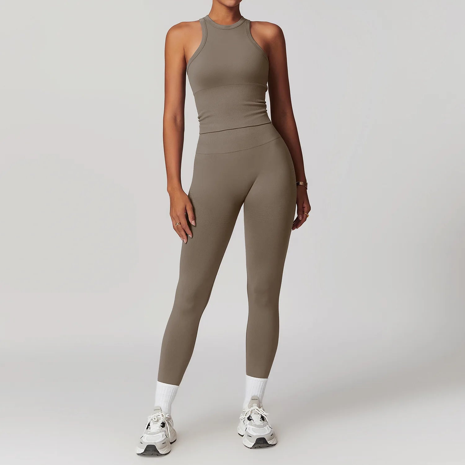 Glow & Go Seamless Women’s 2/3-Piece Gym Set – Long Sleeve Top, Sports Bra & High-Waist Leggings – Different Colors