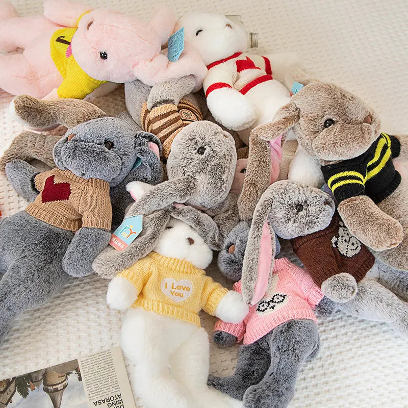 Big Ear Bunny Plush – Soft Stuffed Rabbit in Sweater (35cm / 45cm)