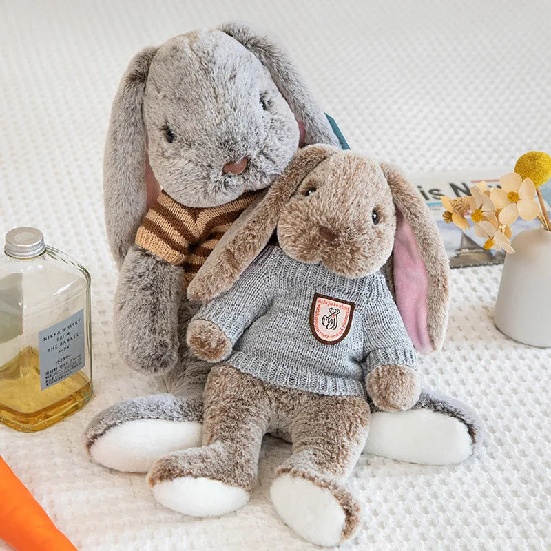 Big Ear Bunny Plush – Soft Stuffed Rabbit in Sweater (35cm / 45cm)