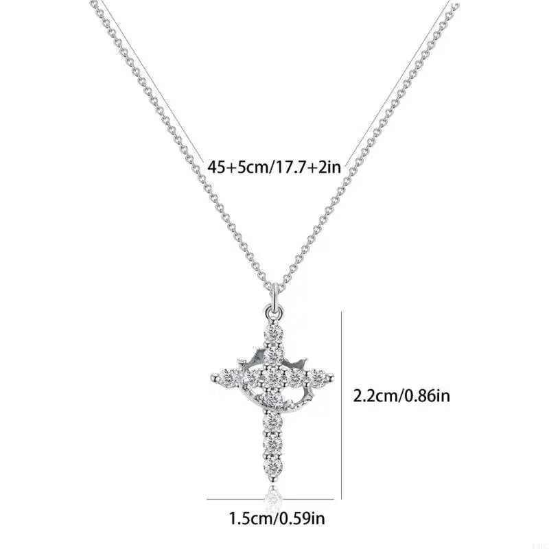 Crowned in Grace – Cross & Crown Pendant Necklace