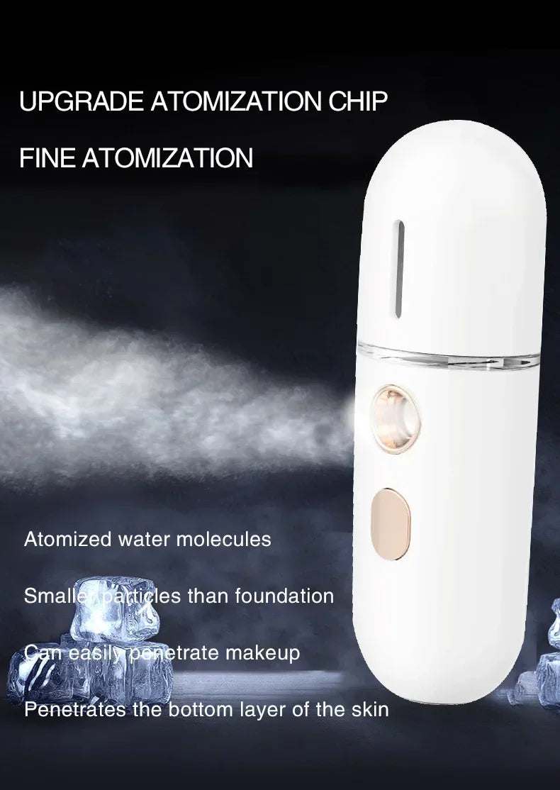 Gracefully Glowing Mini Nano Facial Mister – Hydrating Mist Steamer
