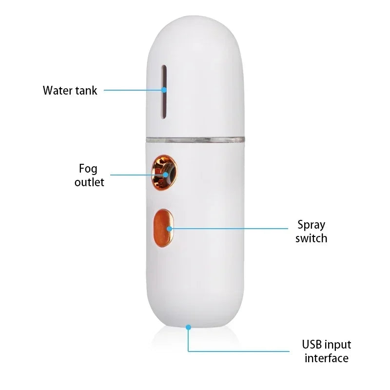 Gracefully Glowing Mini Nano Facial Mister – Hydrating Mist Steamer