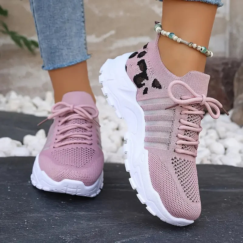 Women's 2025 Leopard Print Mesh Sneakers – Lightweight, Breathable & Stylish Casual Sports Shoes