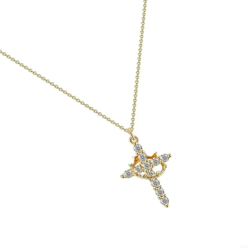 Crowned in Grace – Cross & Crown Pendant Necklace