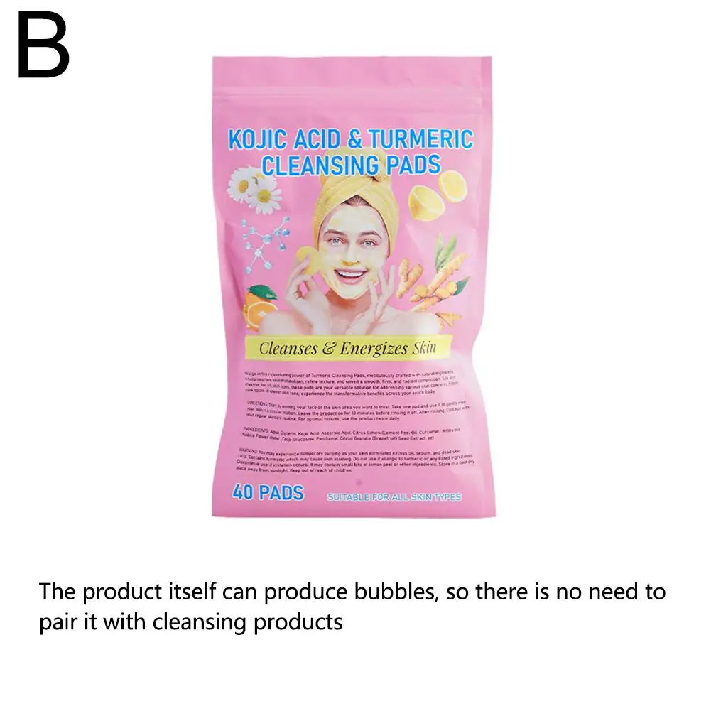 Gracefully Glowing™ Kojic Acid & Turmeric Exfoliating Cleansing Pads – Brighten, Clarify & Smooth (40 Pads)