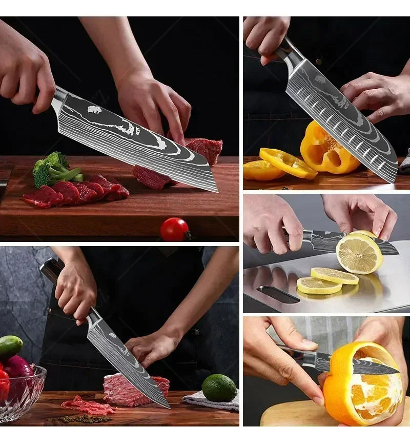 Gracefully Sharp™ Damascus-Style Chef Knife – Roast Ready Edition