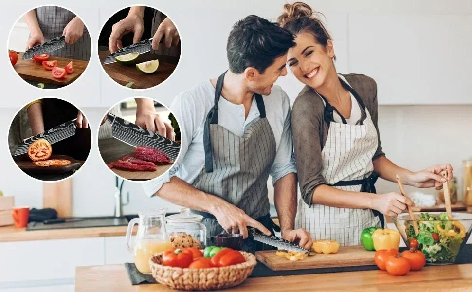 Gracefully Sharp™ Damascus-Style Chef Knife – Roast Ready Edition