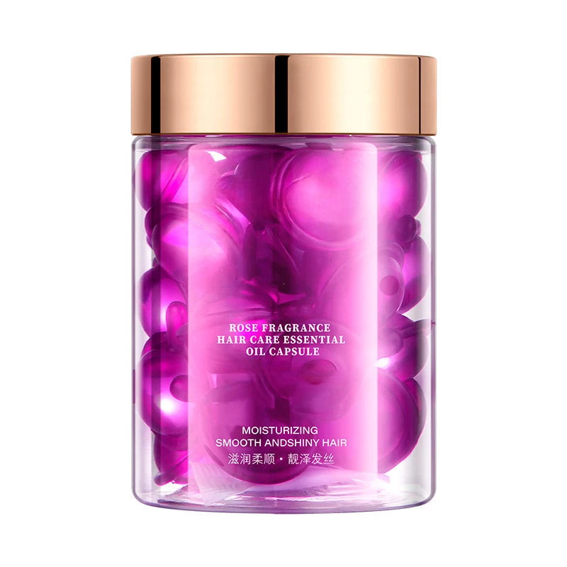 Gracefully Glowing Daily Hair Shine Capsules – Rose & Keratin Repair (30pcs)