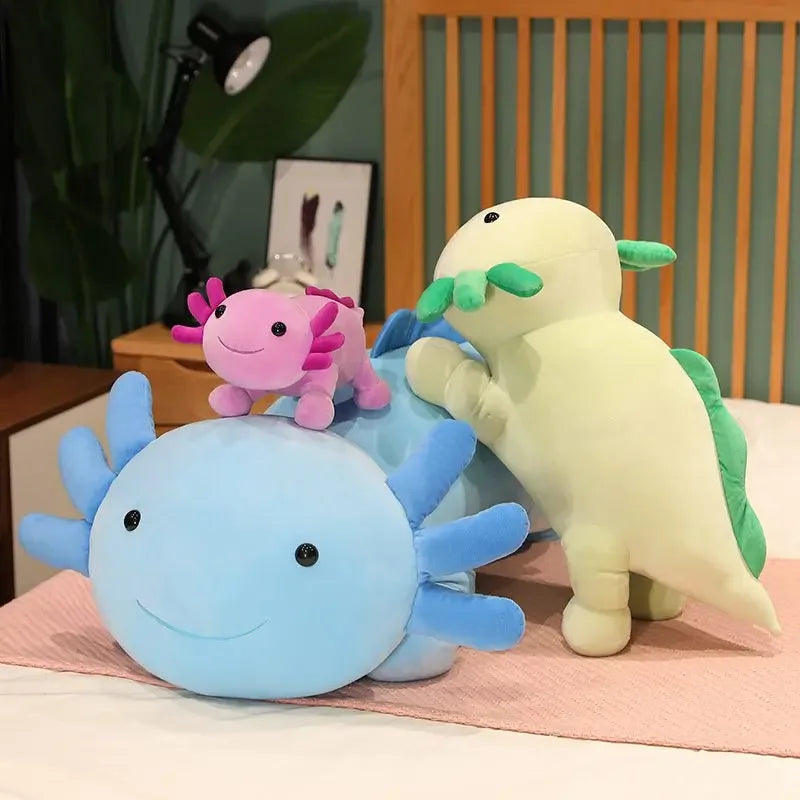 Axolotl Plush Pillow – 30cm Soft Salamander Toy in Pastel Colors